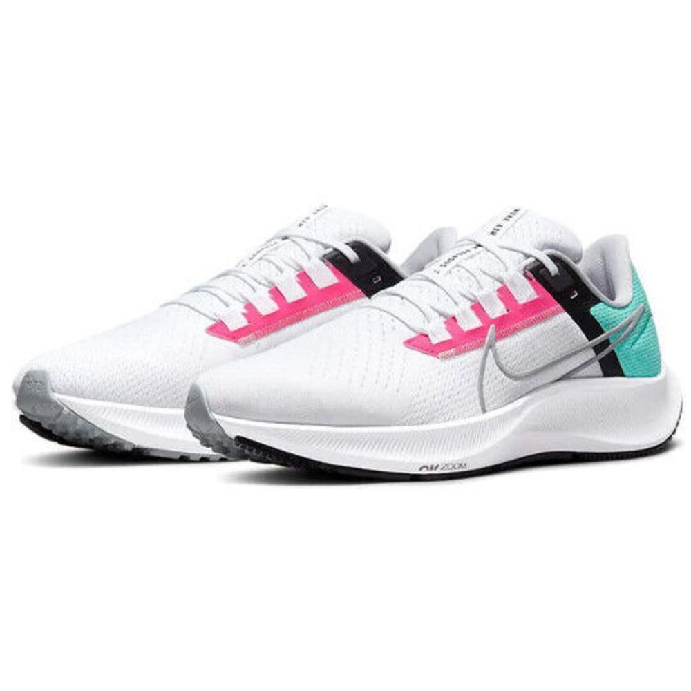 Nike Air Zoom Pegasus 38 CW7356-102 Men's White/Pink/Green Running Shoes NDD1003
